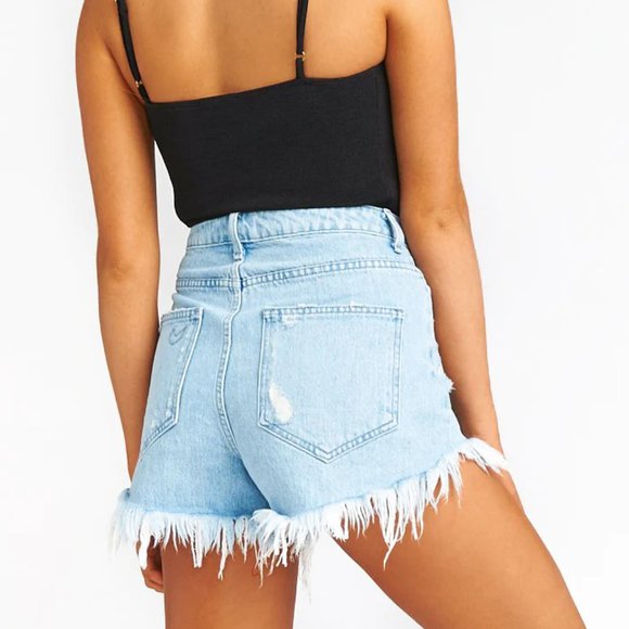 NWT Show Me Your Mumu Houston High Waisted Jean Denim Shorts 32 - Picture 2 of 2